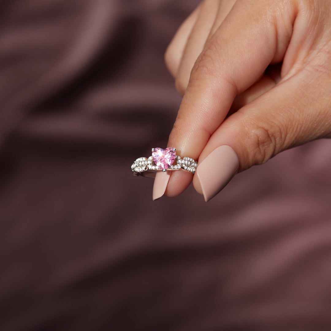 Linked Together Love Forever Heart and Link Ring