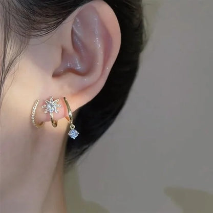Eight Awn Star Crystal Earrings
