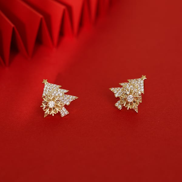 Rotatable Snowflake Christmas Tree Earrings
