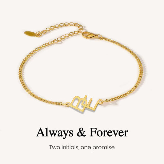 Custom Two Initial Interlocking Bracelet