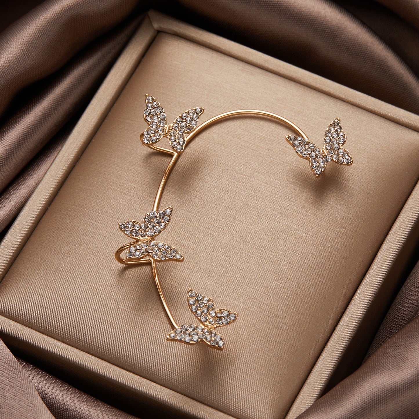 Butterfly Tassel Shiny Zircon Ear Cuffs