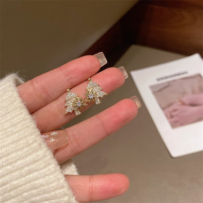 Spinning Snowflakes Christmas Tree Earrings -Gold🎄