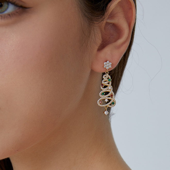 Shiny Christmas Tree Earrings - Gold🎄