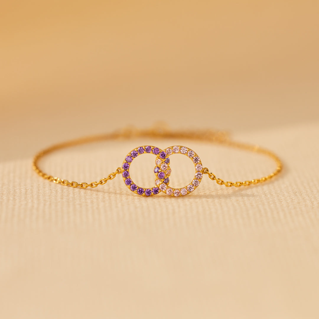 Mother & Daughter Birthstone Knitted Interlocking Bracelet
