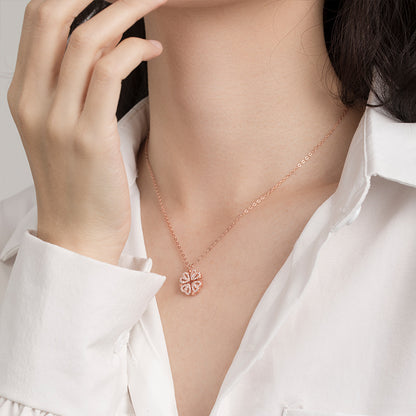 Lucky Four Leaf Clover Heart Necklace