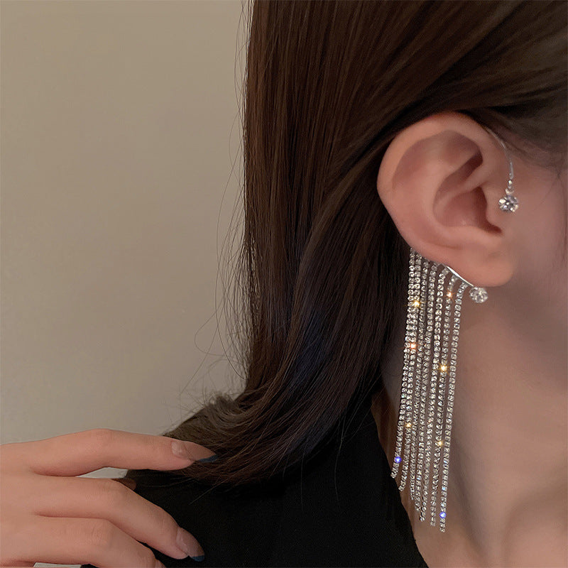 Butterfly Tassel Shiny Zircon Ear Cuffs