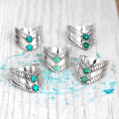 Two Stone Turquoise Ring