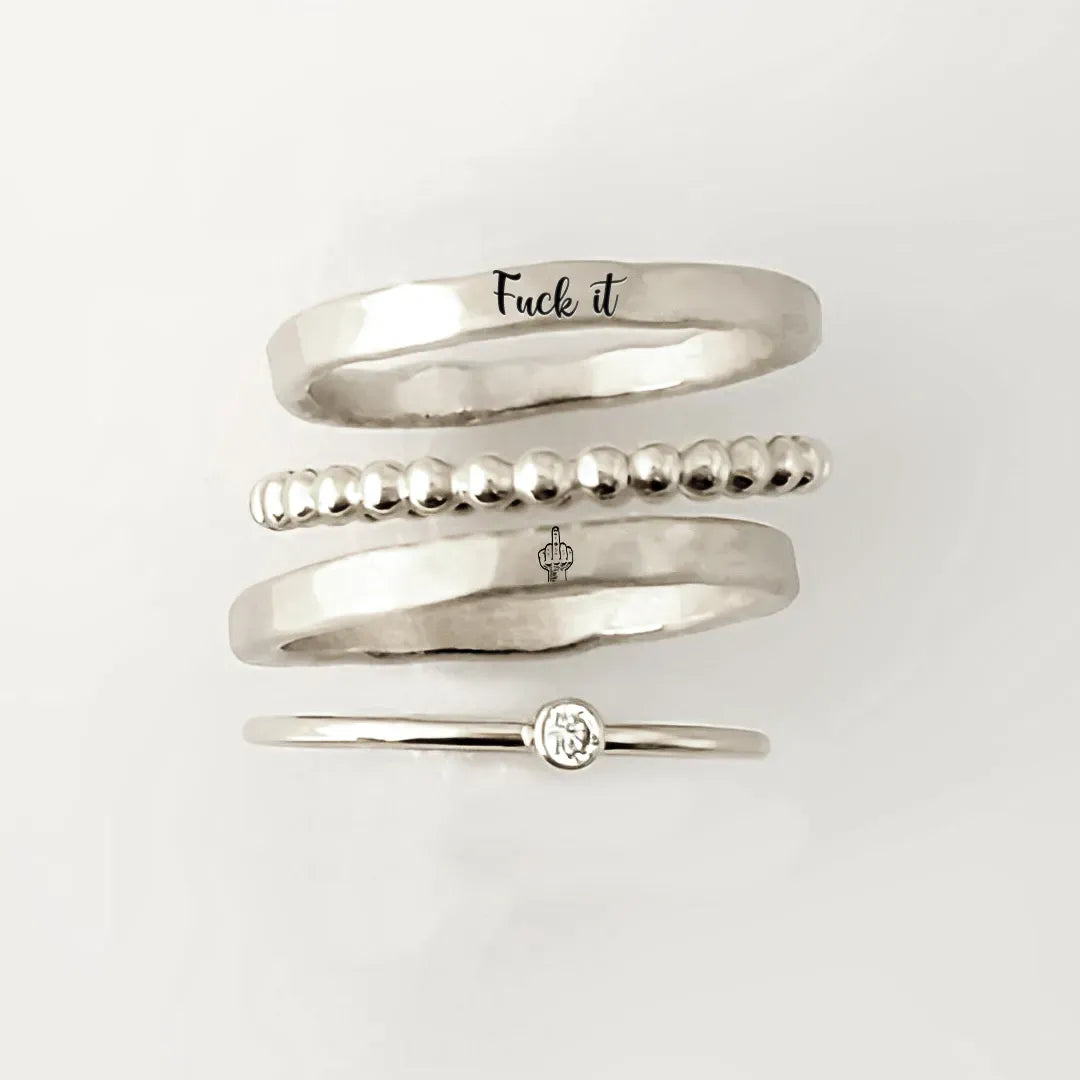FUCK IT STACKED RING - 4 RINGS SET