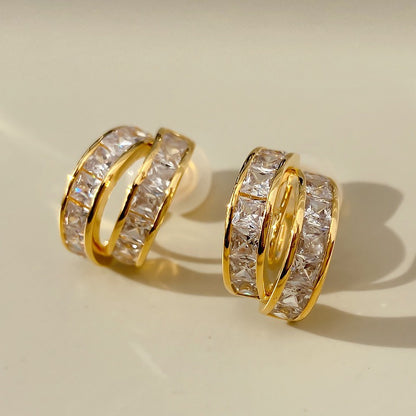 Simple C-shaped Diamond Earrings