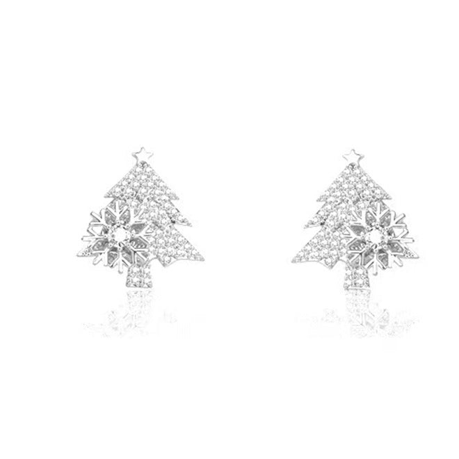 Spinning Snowflakes Christmas Tree Earrings -Silver🎄