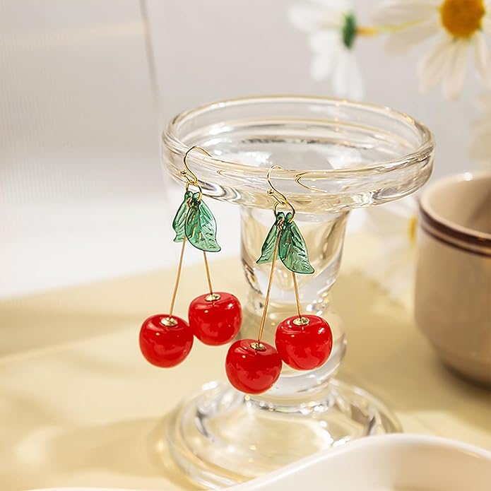Cherry Drop Earrings for Women Lovely Fruit Dangle Earrings