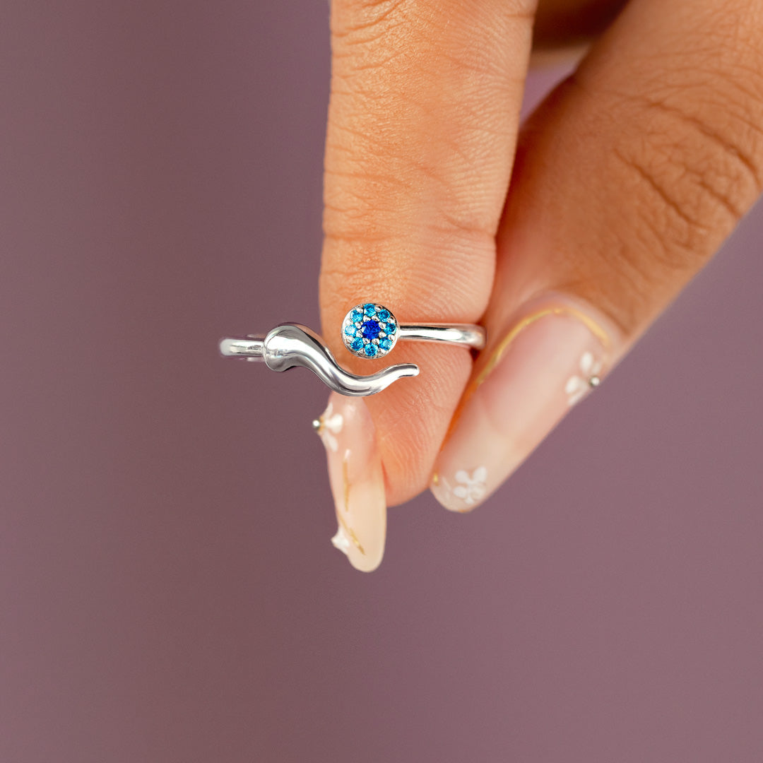 All Is Good Italian Horn Evil Eye Ring