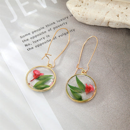 Boho Round Dried Flower Earrings
