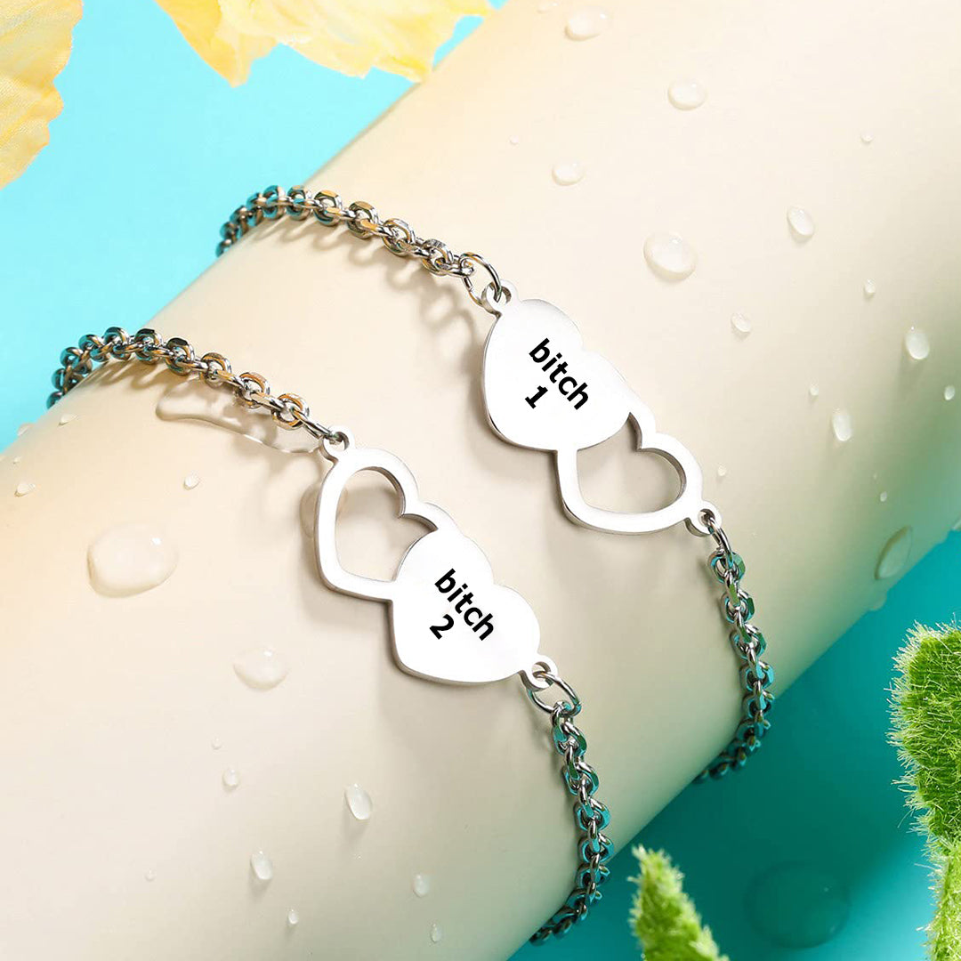 For Friend -You're My Favorite Bitch Heart Set Bracelet