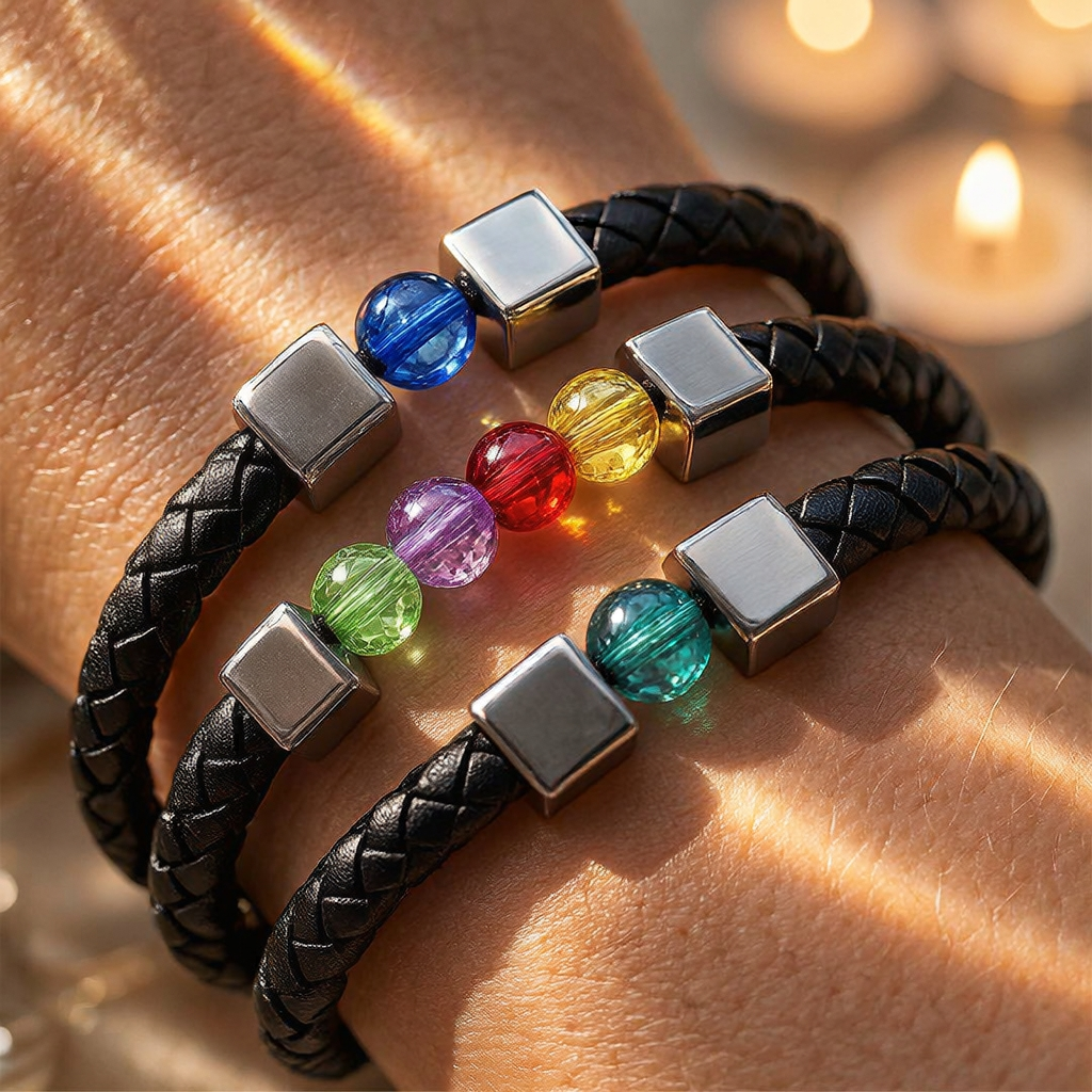 For Love- Personalized Birthstone Leather Bead Bracelet