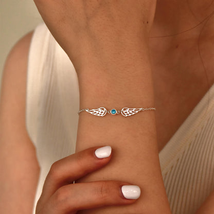 For Memorial -  I'm a Wife to a Husband  Custom Birthstone Wing Bracelet