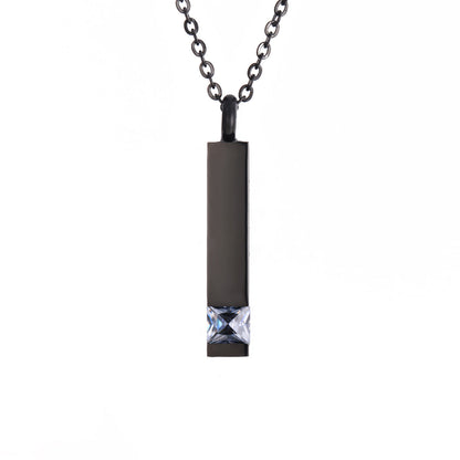 Crystal Urn Jewelry Cube Engravable Necklace - Black Birthstone Series