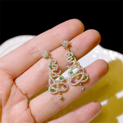 Shiny Christmas Tree Earrings - Gold🎄