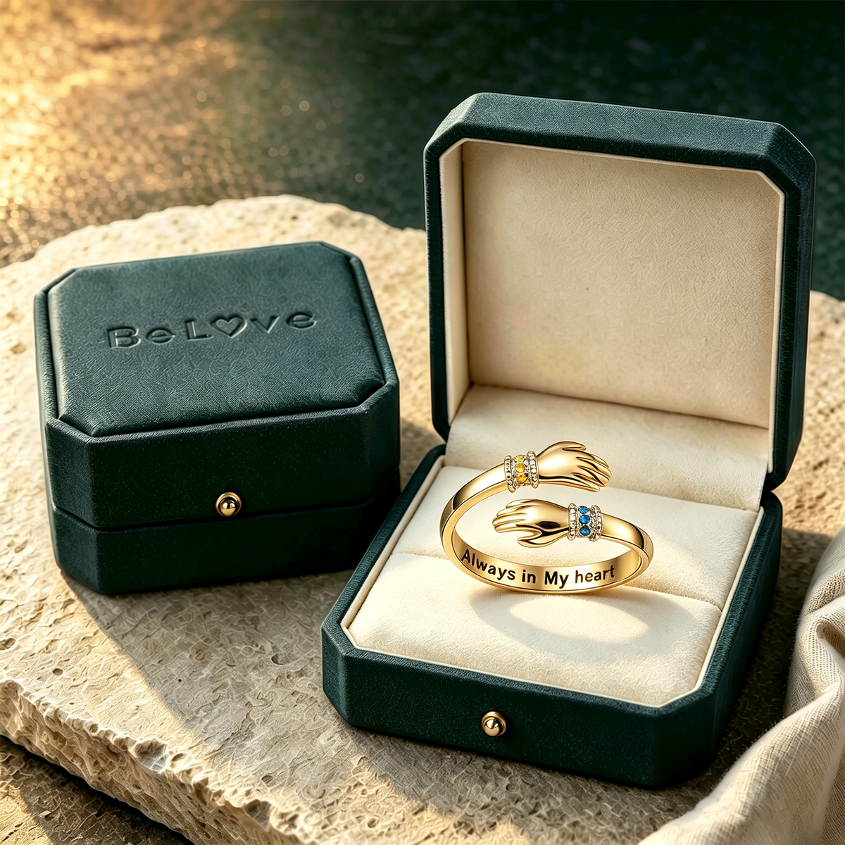 Hug From Heaven – Personalized Memorial Birthstone Ring