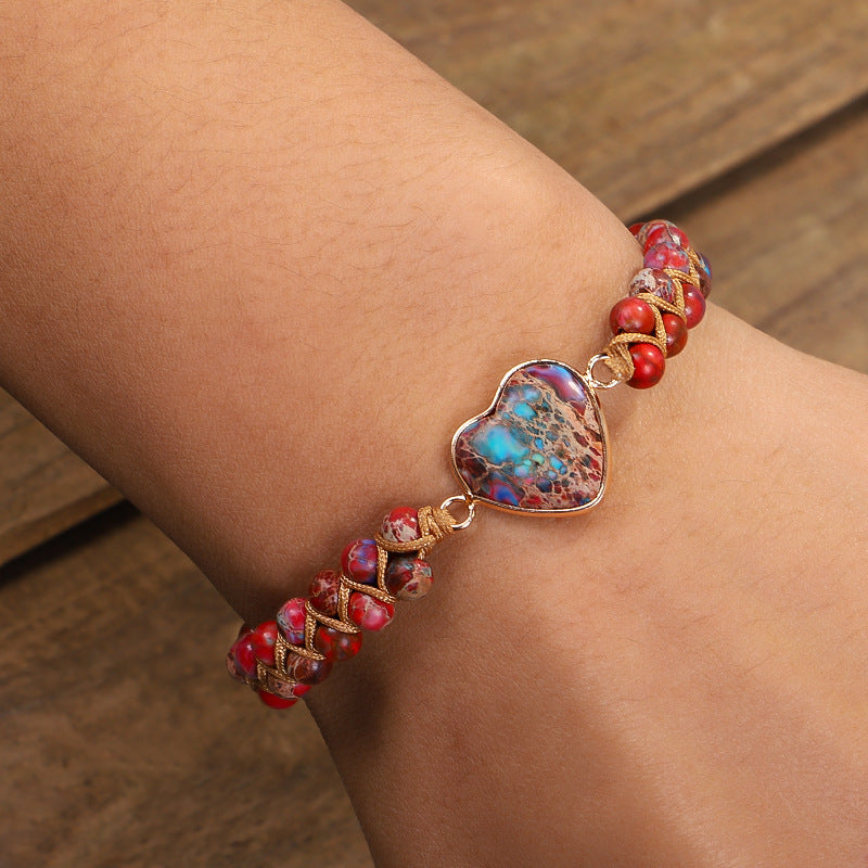Handmade Natural Stone Heart Bracelet