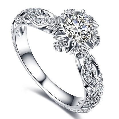 Snowflake Design Moissanite Ring