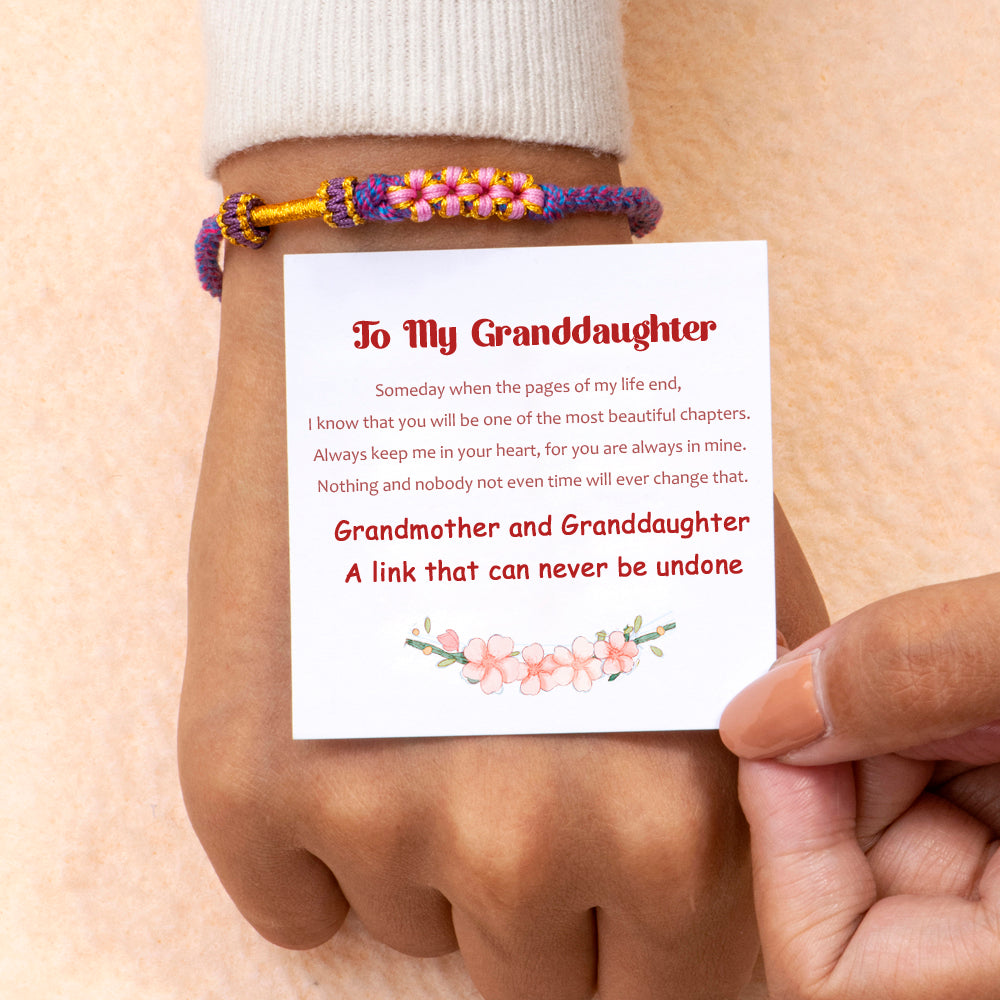 TO MY GRANDDAUGHTER "A LINK THAT CAN NEVER BE UNDONE" PEACH BLOSSOM BRACELET