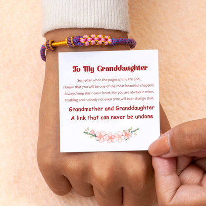 TO MY GRANDDAUGHTER "A LINK THAT CAN NEVER BE UNDONE" PEACH BLOSSOM BRACELET