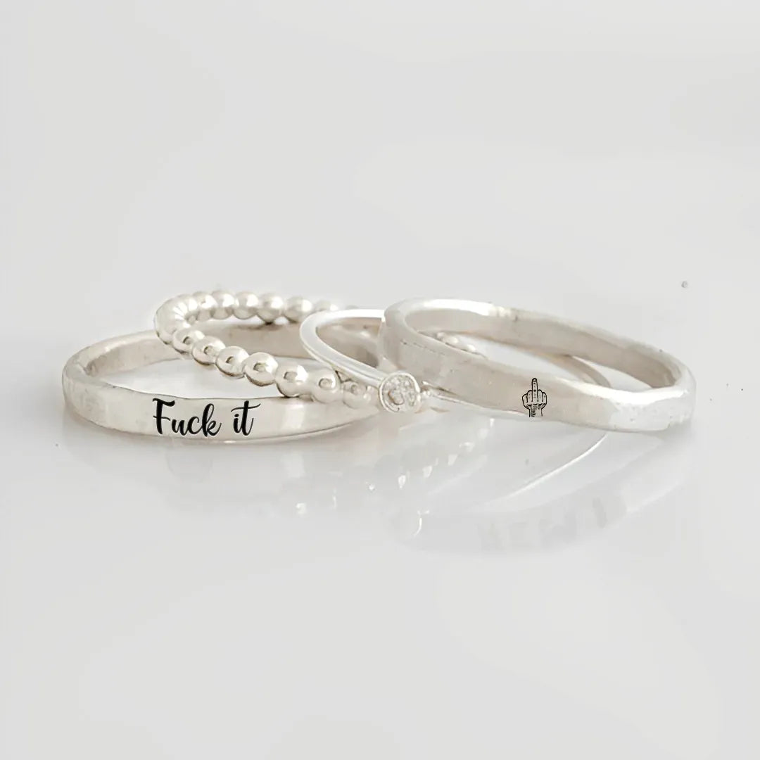 FUCK IT STACKED RING - 4 RINGS SET