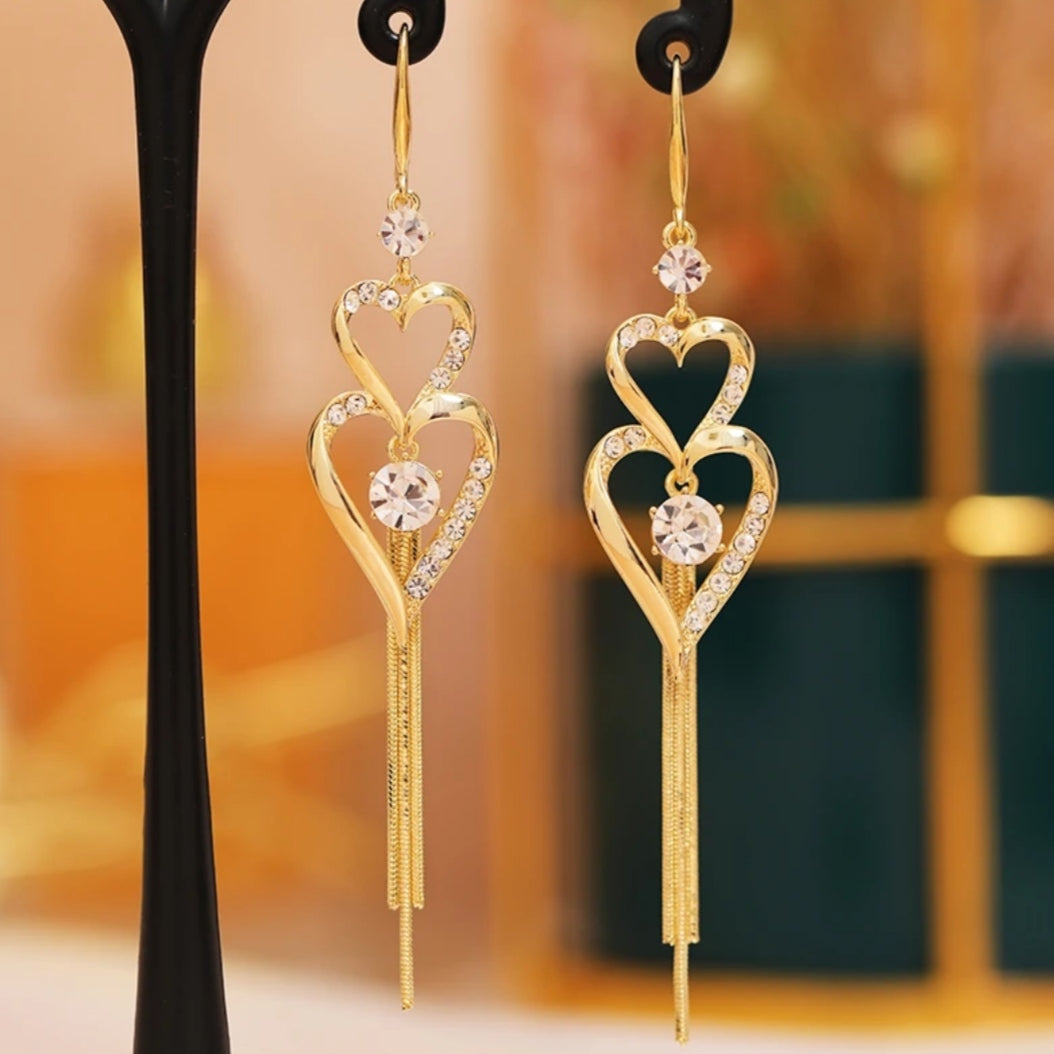 💝Long Double Heart Tassel Earrings