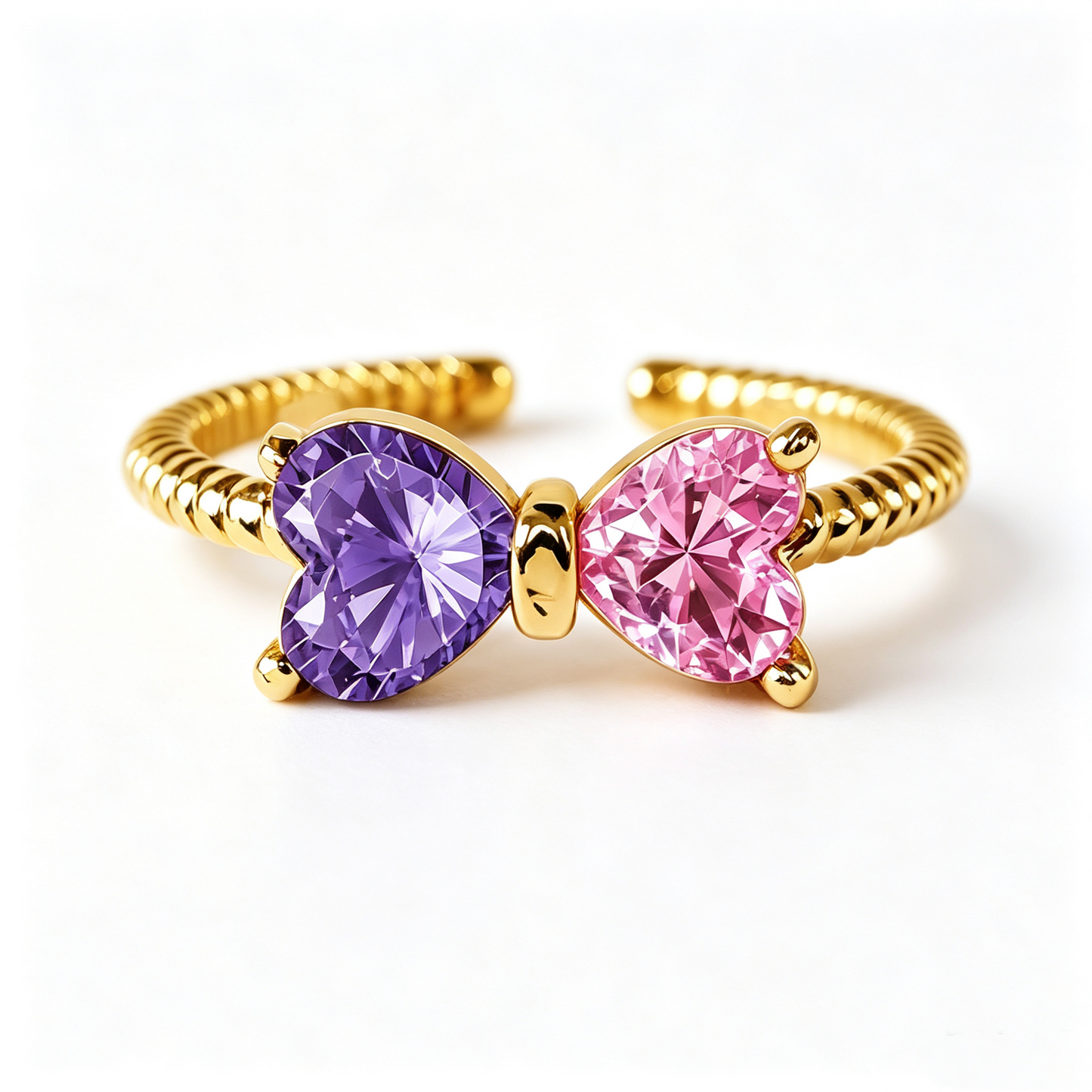 🎀Mother&Daughter Double Birthstones Bow Ring