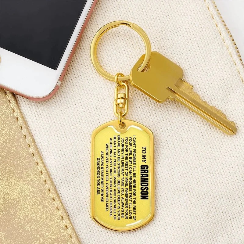 🌊Summer Hot Sale✨ | To My Grandson | Remember Whose Grandson You Are | Personalized Keychain