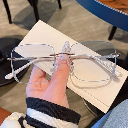 Diamonds anti -blue old flower leather glasses