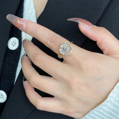 Gold Crystal Anxiety Relief  Spinning Ring