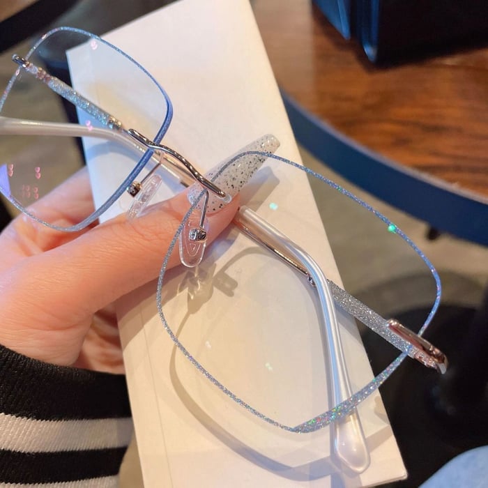 Diamonds anti -blue old flower leather glasses