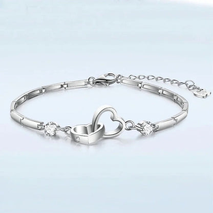 For Love - Distance and Time Will Never Break us Apart Heart to Heart Bracelet