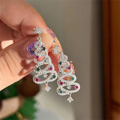 Shiny Christmas Tree Earrings - Silver🎄