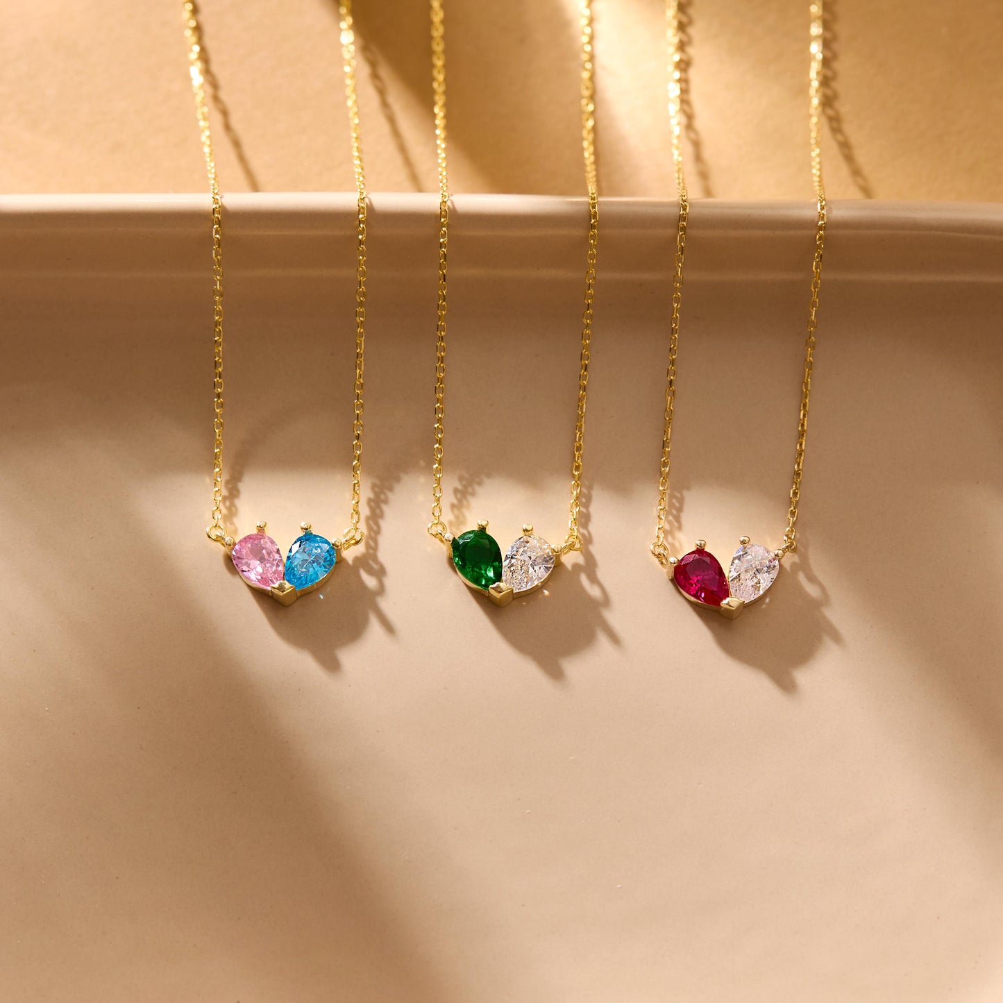 Custom Tiny Heart Birthstone Necklace