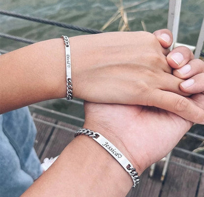 Couples Engraved Bracelet Set