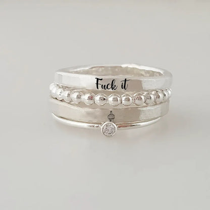 FUCK IT STACKED RING - 4 RINGS SET