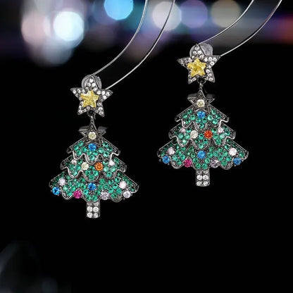Colorful Shiny Christams Tree Earrings