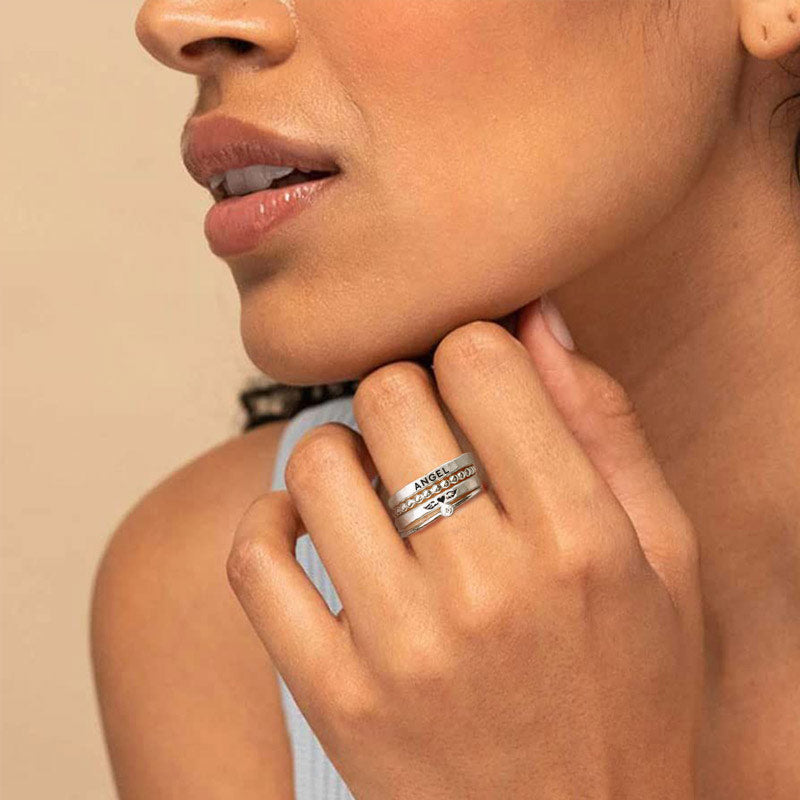 FOR MEMORIAL - S925 I WILL LOVE YOU FOR EVERY SECOND OF MINE CUSTOM NAME WINGS RING