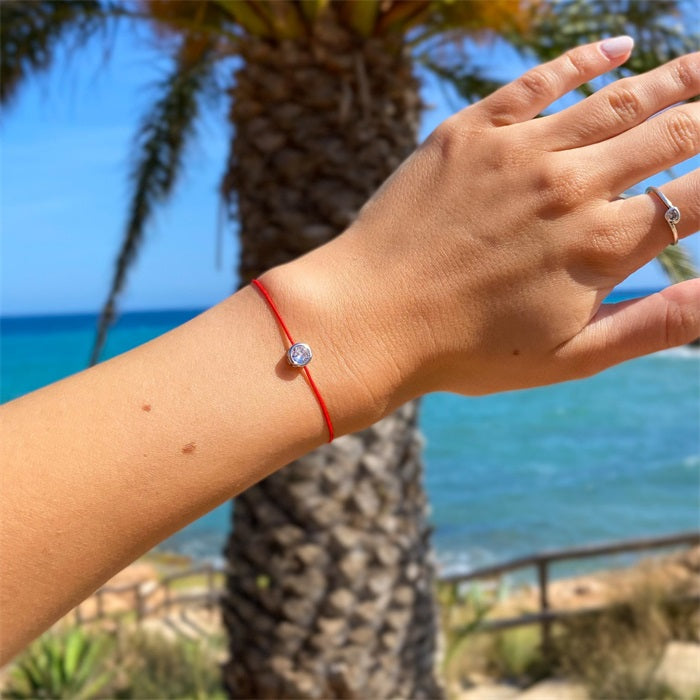 Kabbalah Red String Zirconia Bracelet - for Good Luck and Protection