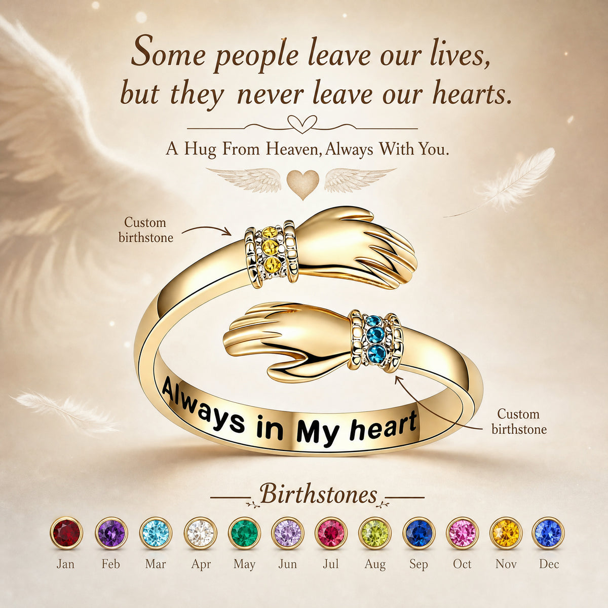 Hug From Heaven – Personalized Memorial Birthstone Ring