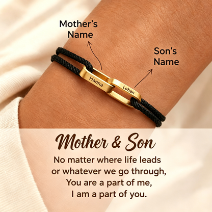 Mother&Son Connected By Heart Custom Name Bond Bracelet
