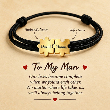 To My Man- Couple Puzzle Custom Name Bracelet