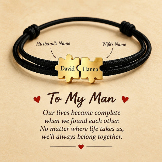 To My Man- Couple Puzzle Custom Name Bracelet