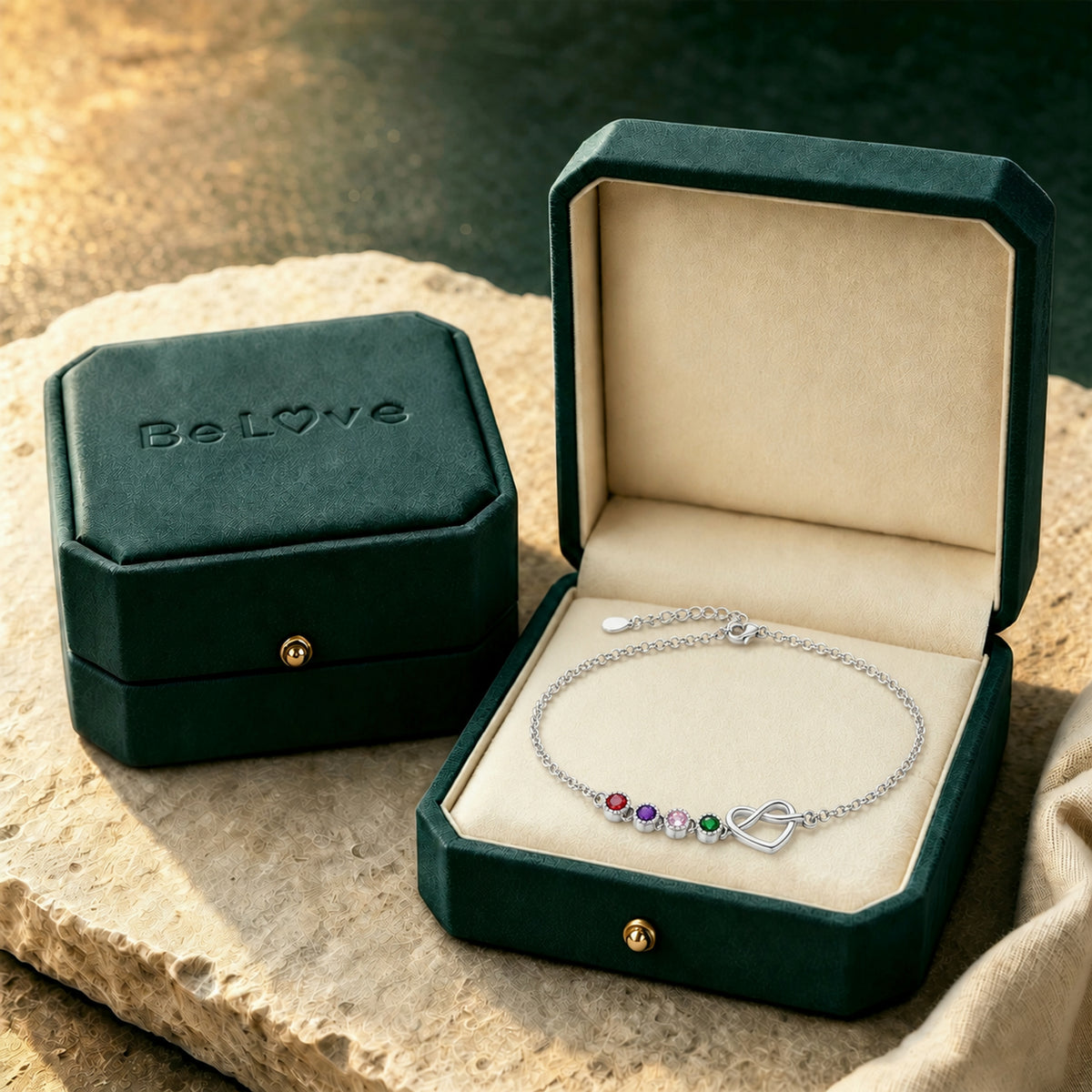 Custom 1–6 Birthstones Love Knot Infinity Birthstone Bracelet