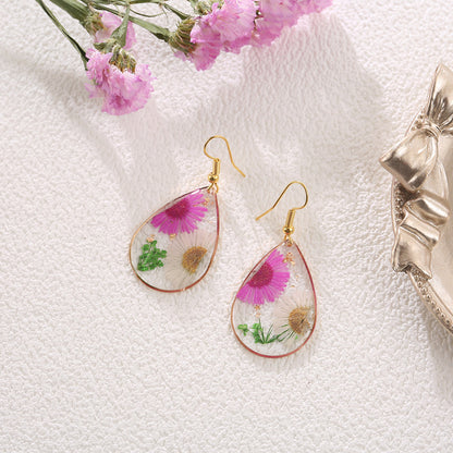 Water Drop Daisy Flower Earrings