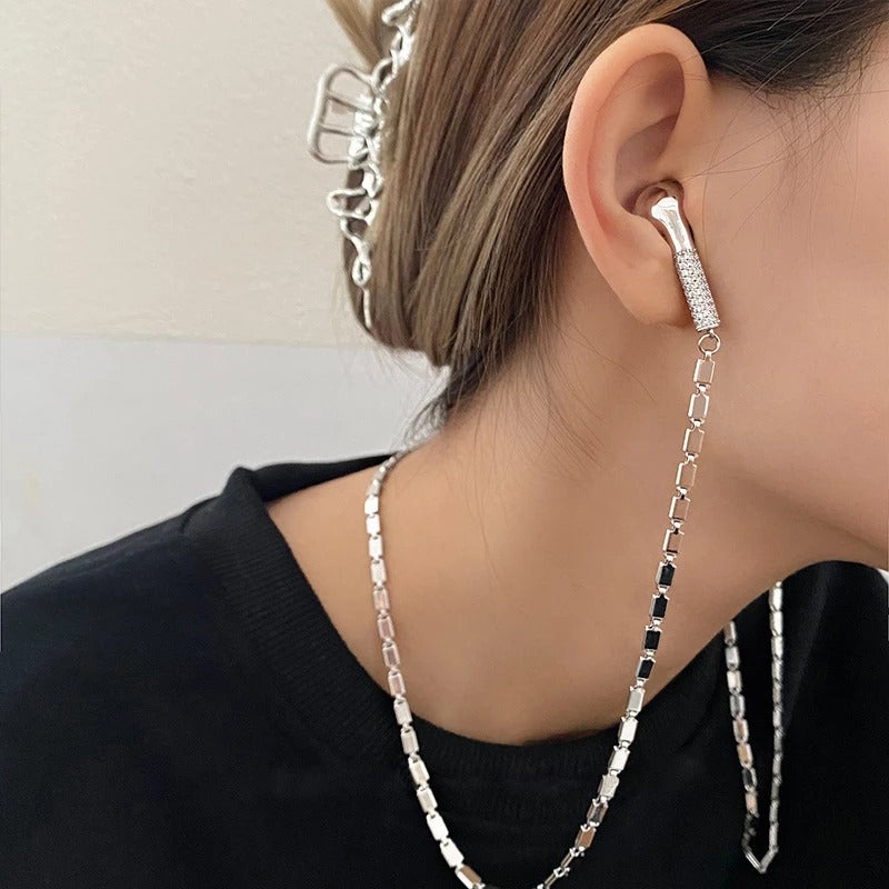 Shiny Zircon Slightly Inlaid Earphone Necklace