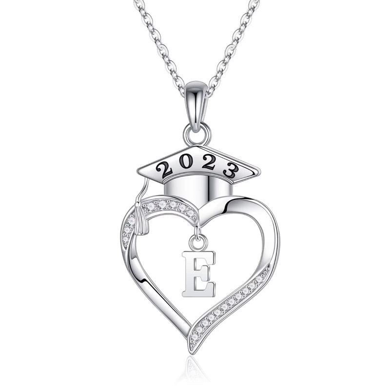 925 Sterling Silver Heart Initial Letter Necklace